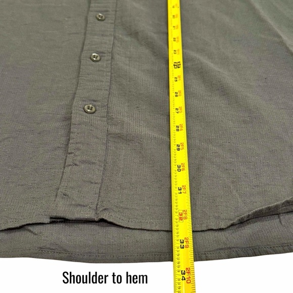 American Tall Slate Grey Linen Blend Long Sleeve Button up Breathable XLT - Picture 10 of 10